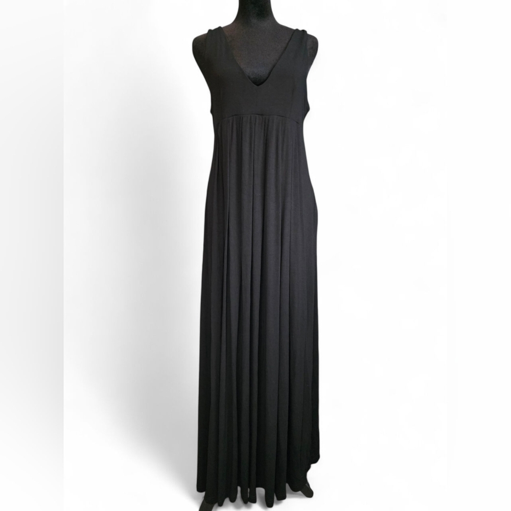 Karen Alexander Boston Proper Black Sleeveless Maxi Dress USA Made Size 12